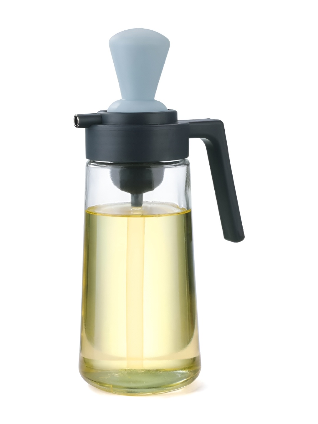 

Baskety Blue Glass Dishwasher And Microwave Safe Oil Dispenser Bottle With Brush 500ml