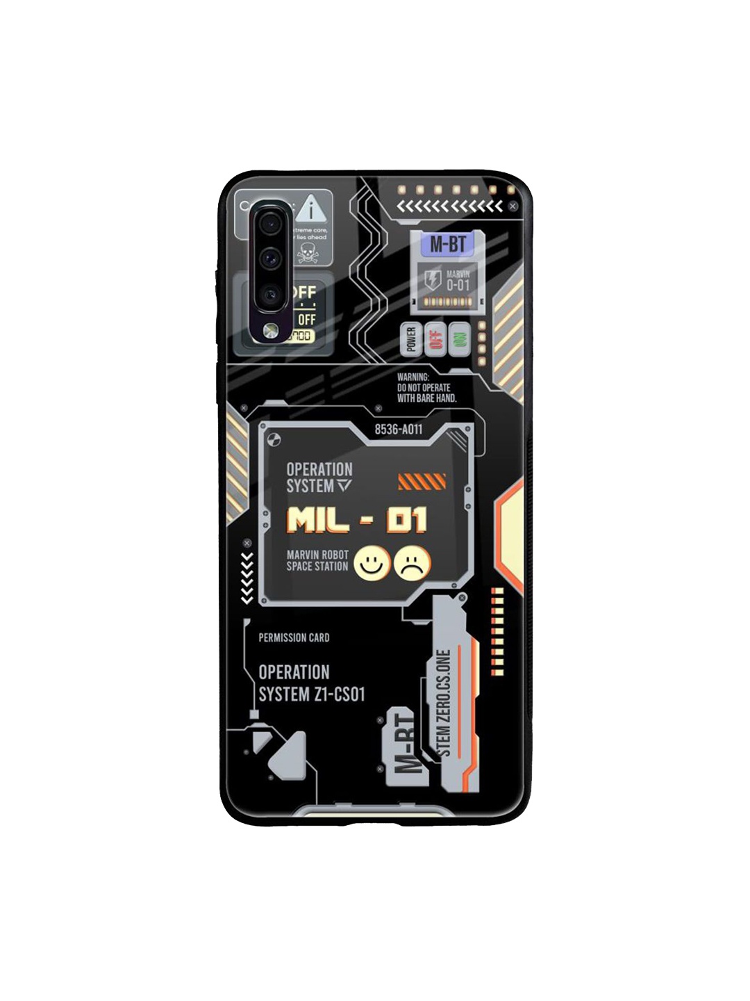 

QRIOH Exposed Parts Printed Samsung Galaxy A50 Back Case, Black