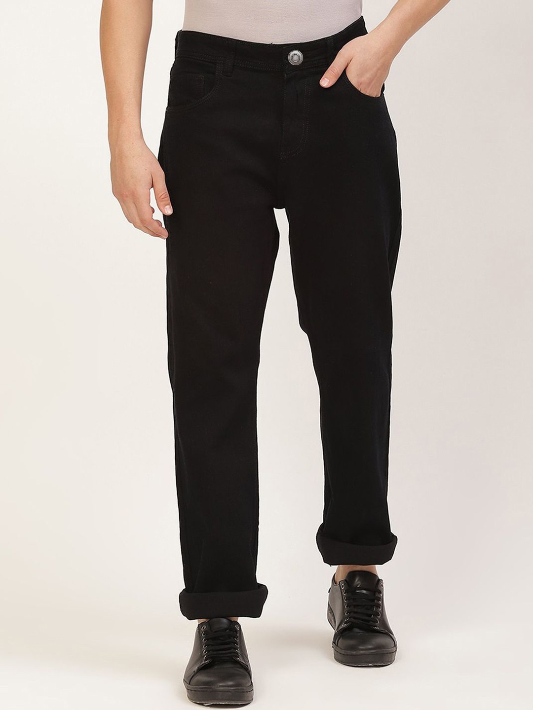 

ComfyStyle Men Regular Fit Mid-Rise Stretchable Jeans, Black