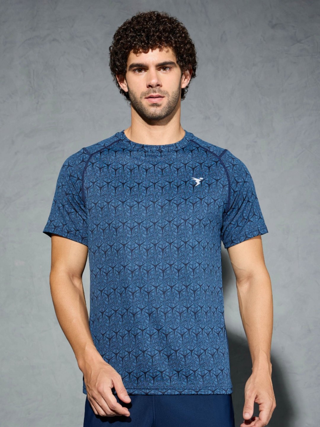 

Technosport Men Polka Dot Antimicrobial Slim Fit T-shirt, Navy blue