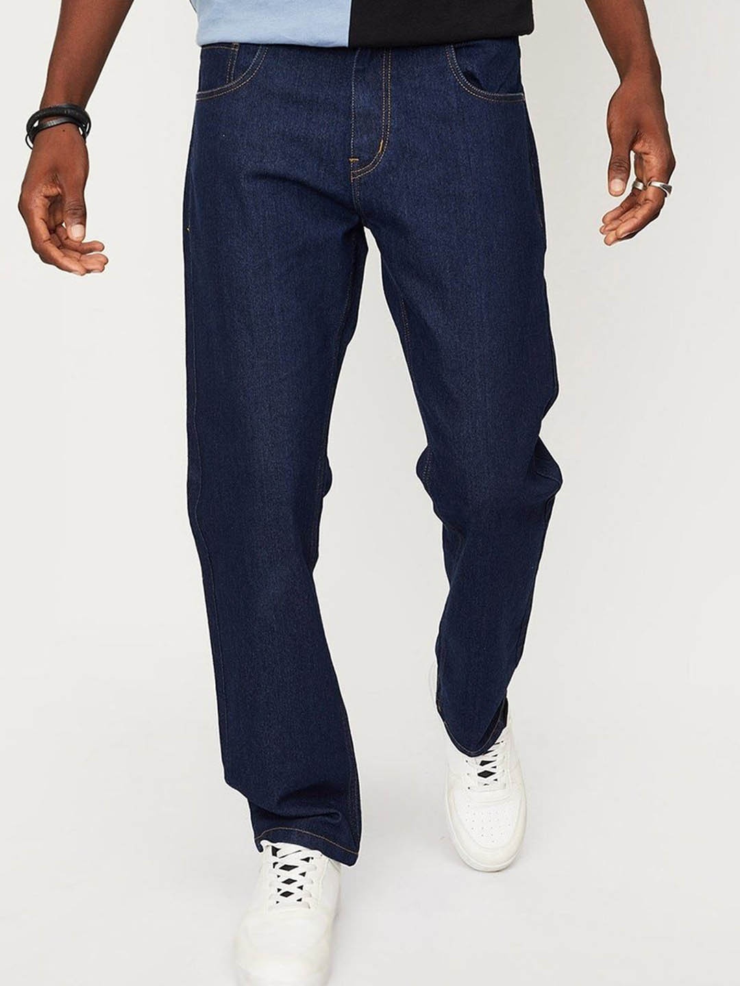 

INDIROCKS Men Jean Regular Fit Mid-Rise Stretchable Jeans, Blue