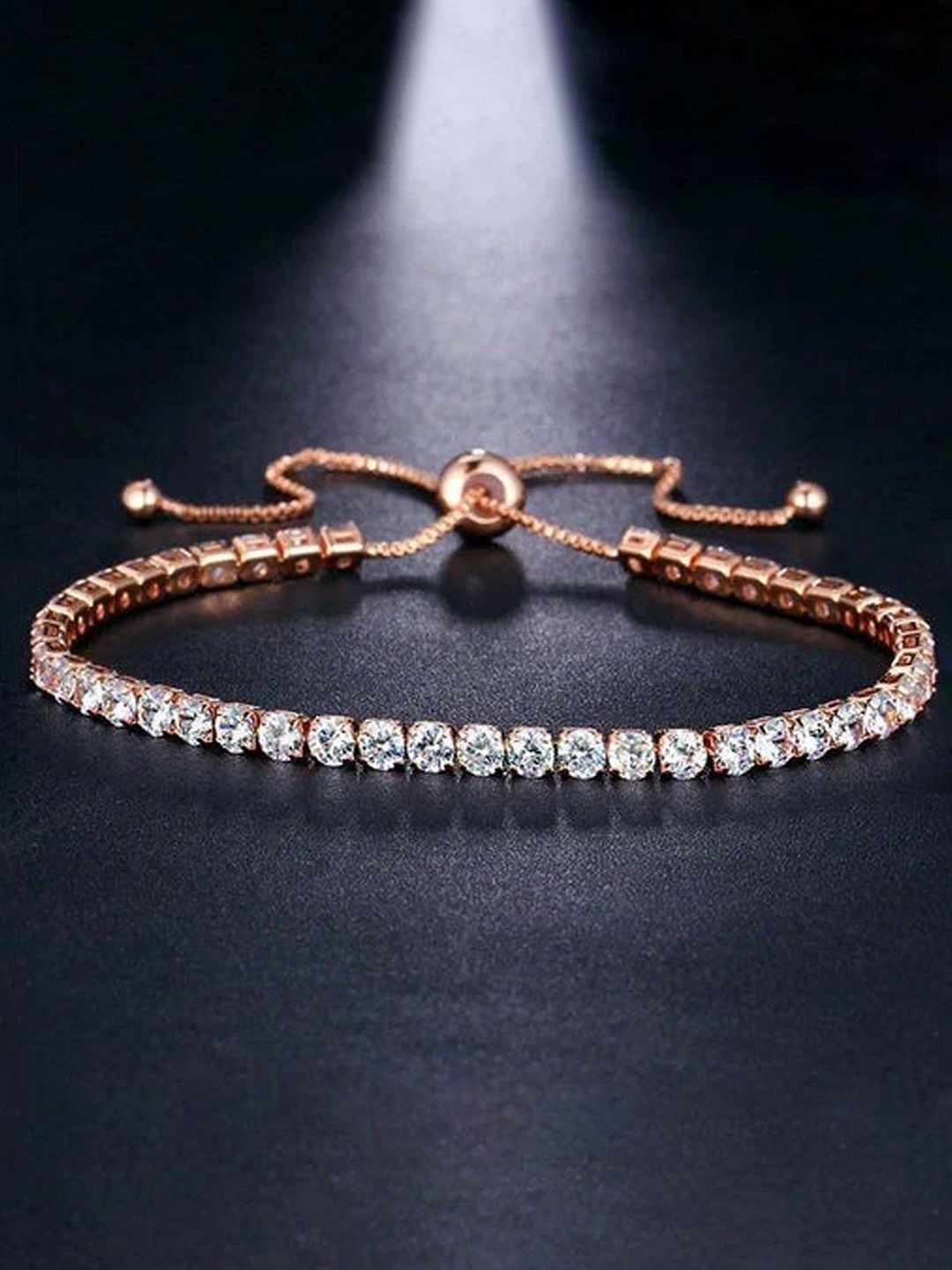 

Peora Women Cubic Zirconia Rose Gold-Plated Wraparound Bracelet