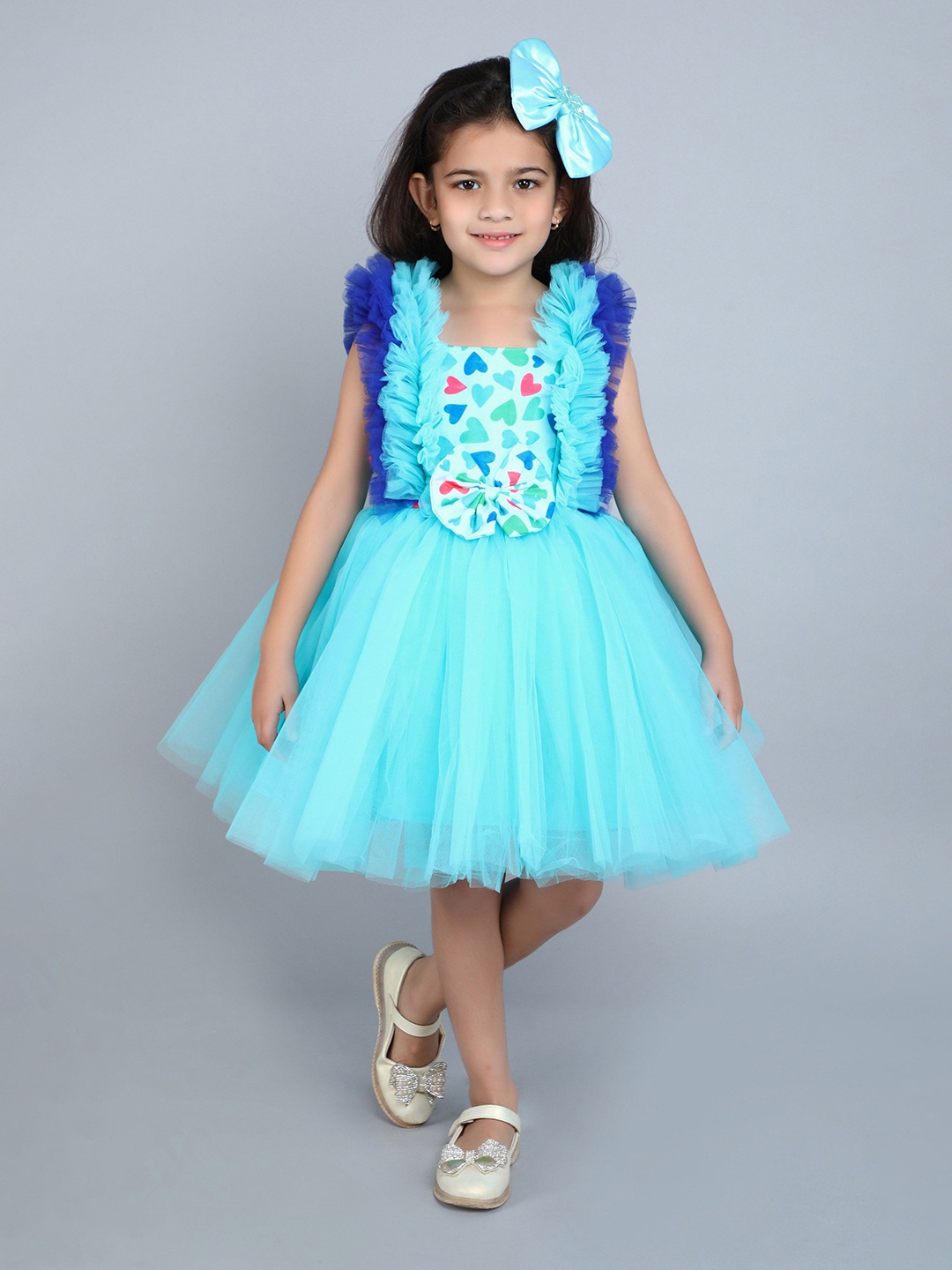 

Pink Chick Girls Fit & Flare Square Neck Dress, Blue