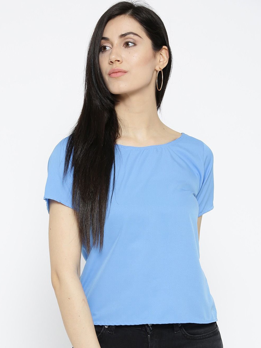 

Moda Rapido Crepe Styled Back Top, Blue