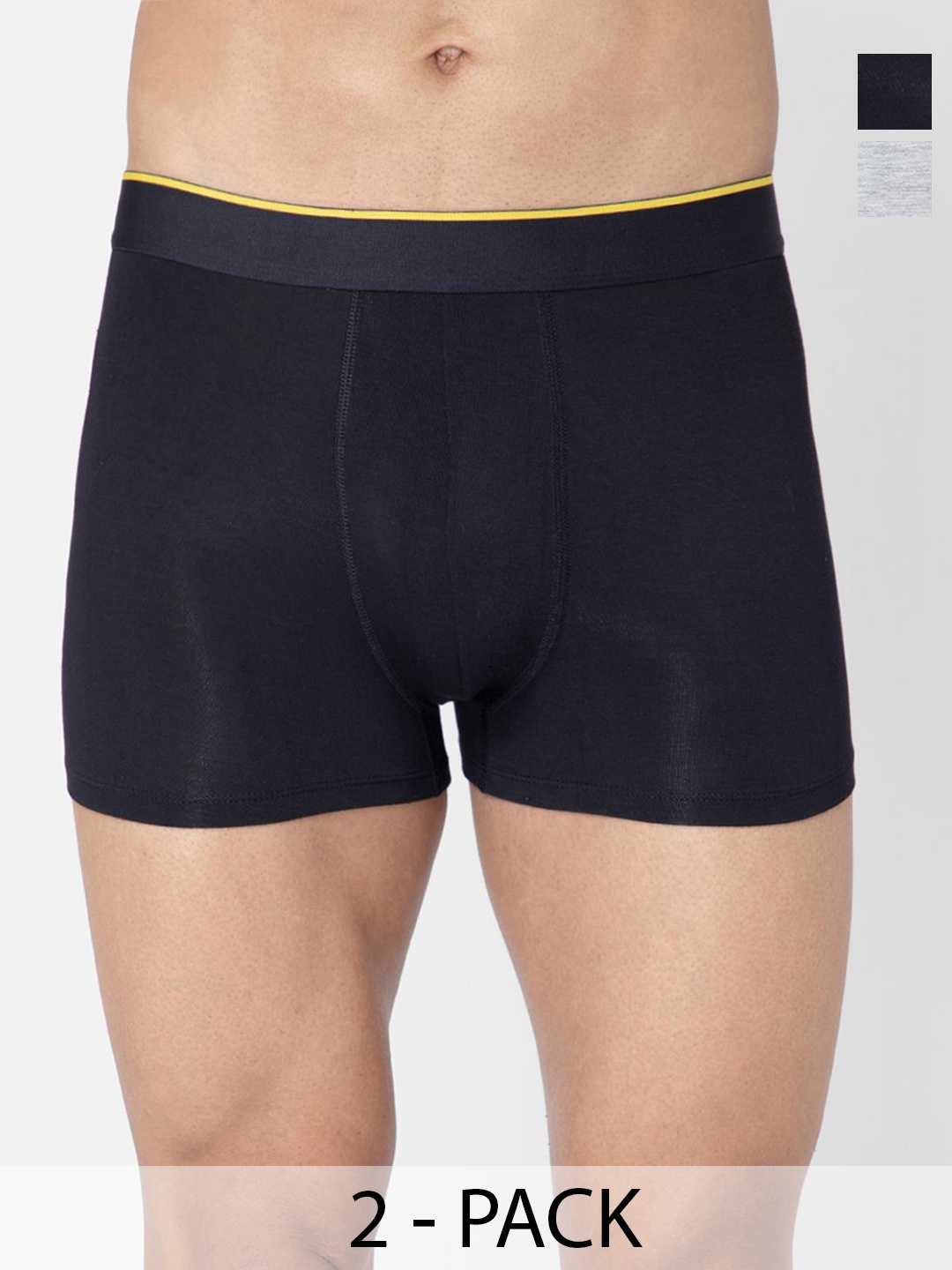 

Bummer Men's Pack Of 2 Solid Micro Modal Trunks Underwear, Black