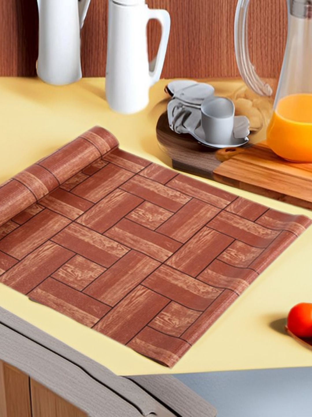 

REVEXO Brown Printed Water-Resistant Shelf Liner