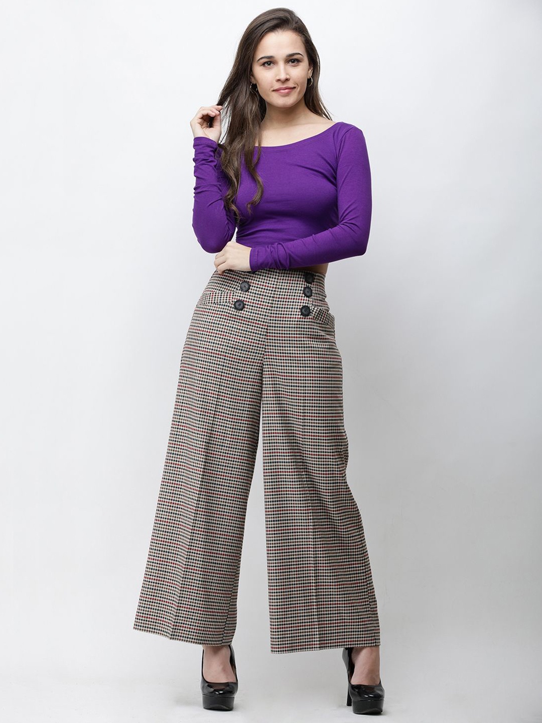 

Moda Rapido Women Solid Scoop Neck Cotton Top, Purple