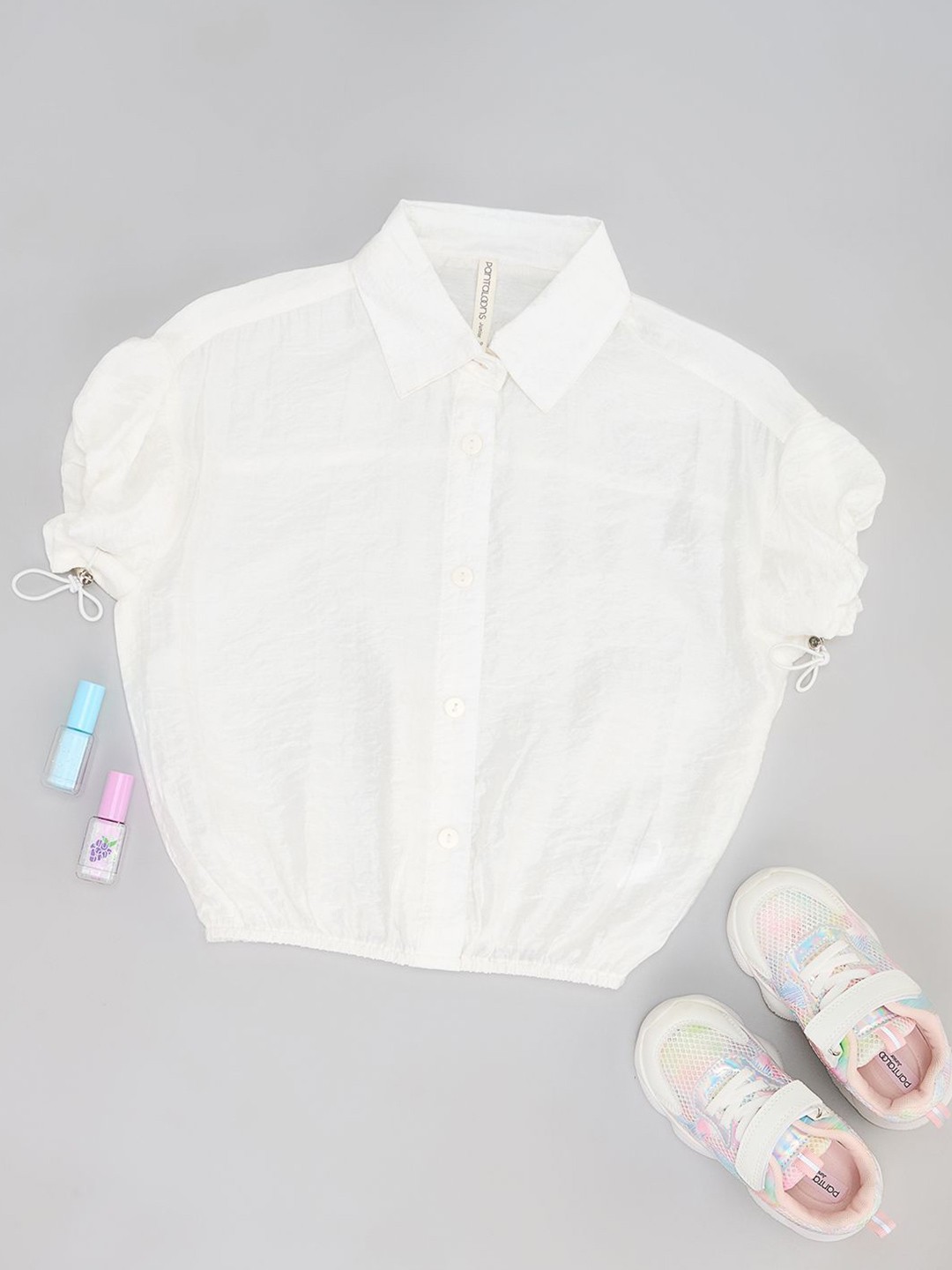 

Pantaloons Junior Girls Solid Shirt Collar Top, White
