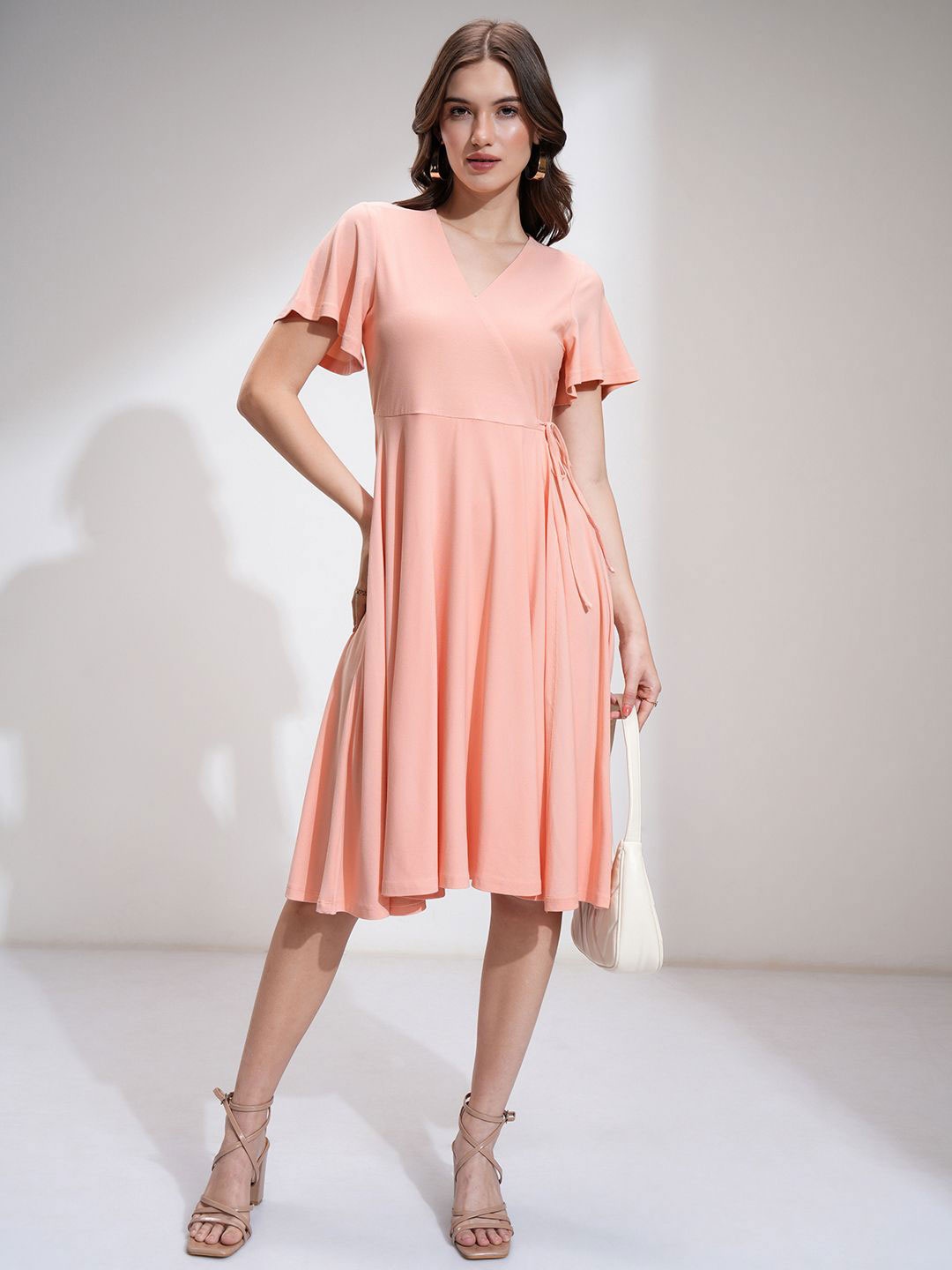 

Tokyo Talkies Women Fit & Flare Midi Dress, Peach