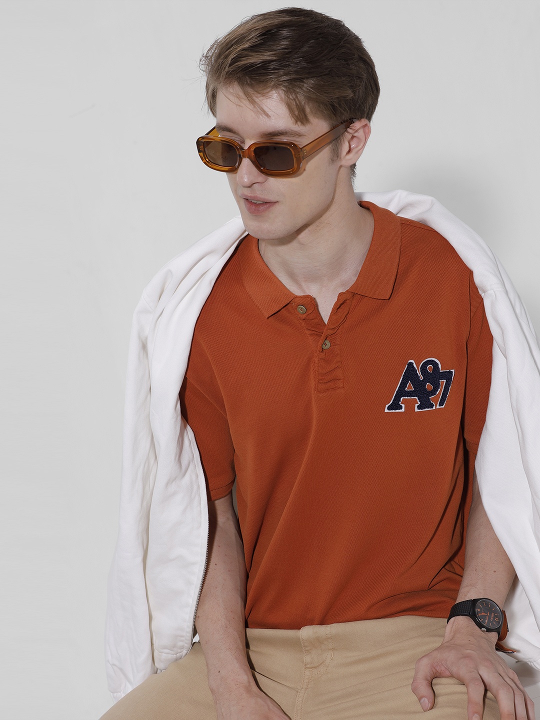 

Aeropostale Polo Collar Pure Cotton T-shirt, Rust