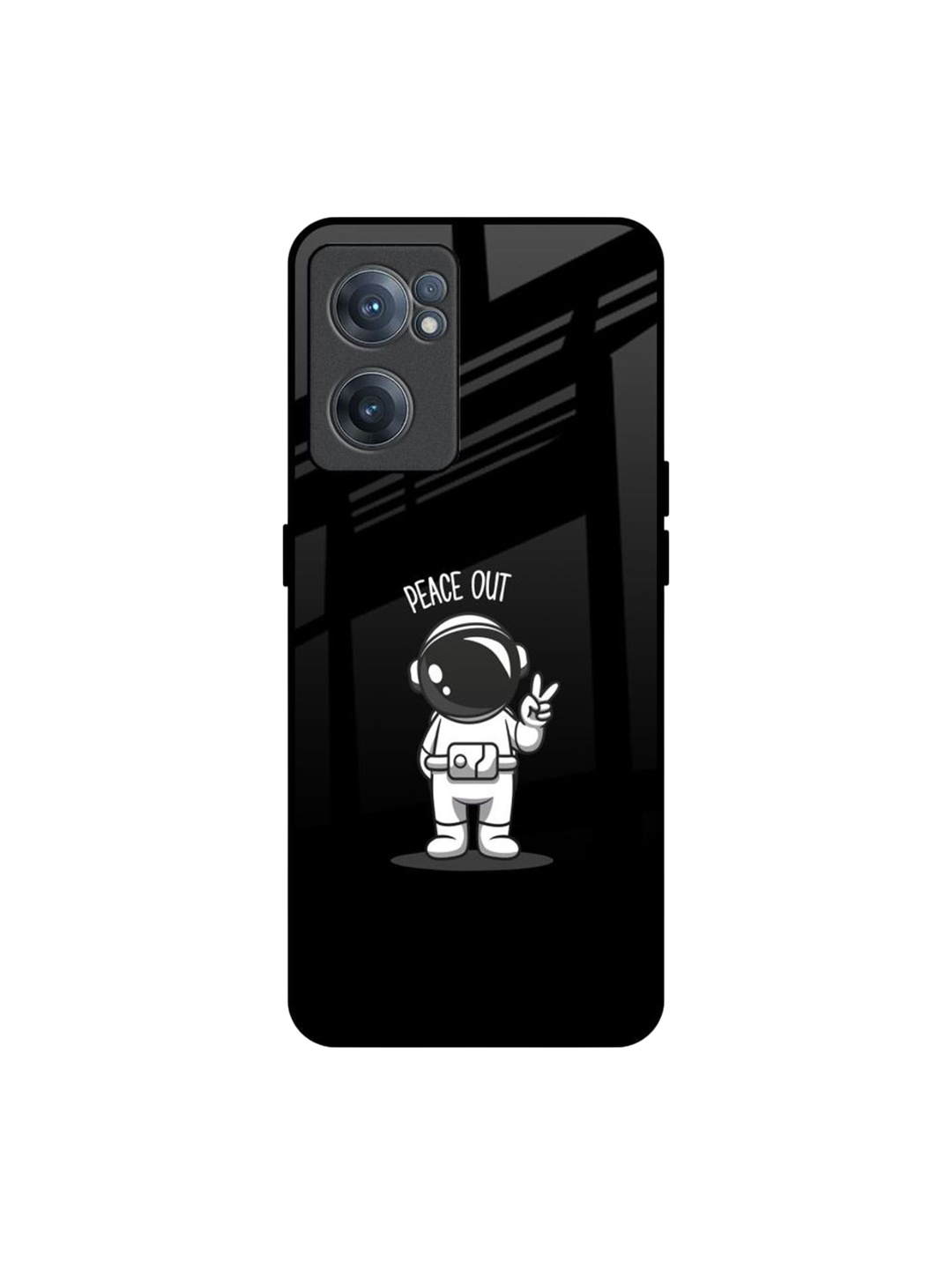 

QRIOH Peace Out Astro Real Printed OnePlus Nord CE 2 Back Case, Black