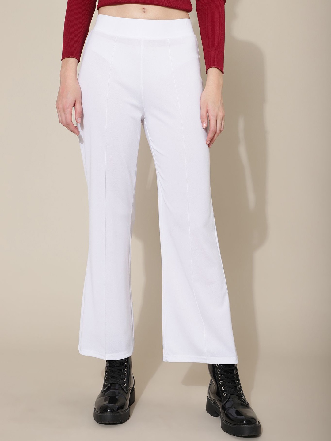 

Chemistry Women Classic Fit High-Rise Bootcut Trousers, White
