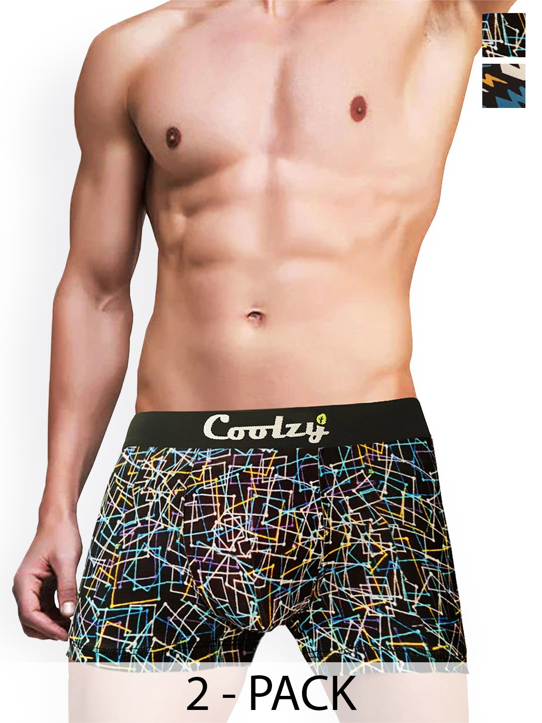 

Coolzy Pack Of 2 Printed Trunk RUCPTN2K013-S, Black