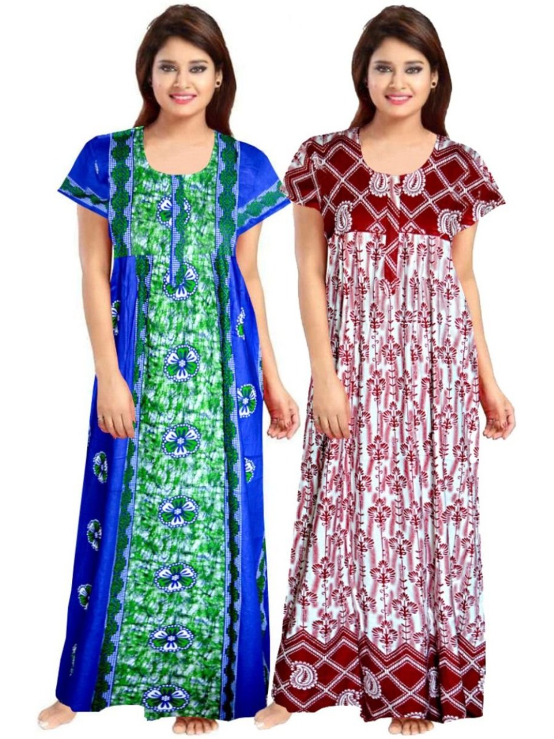 

PR PINK ROYAL Printed Maxi Nightdress, Green