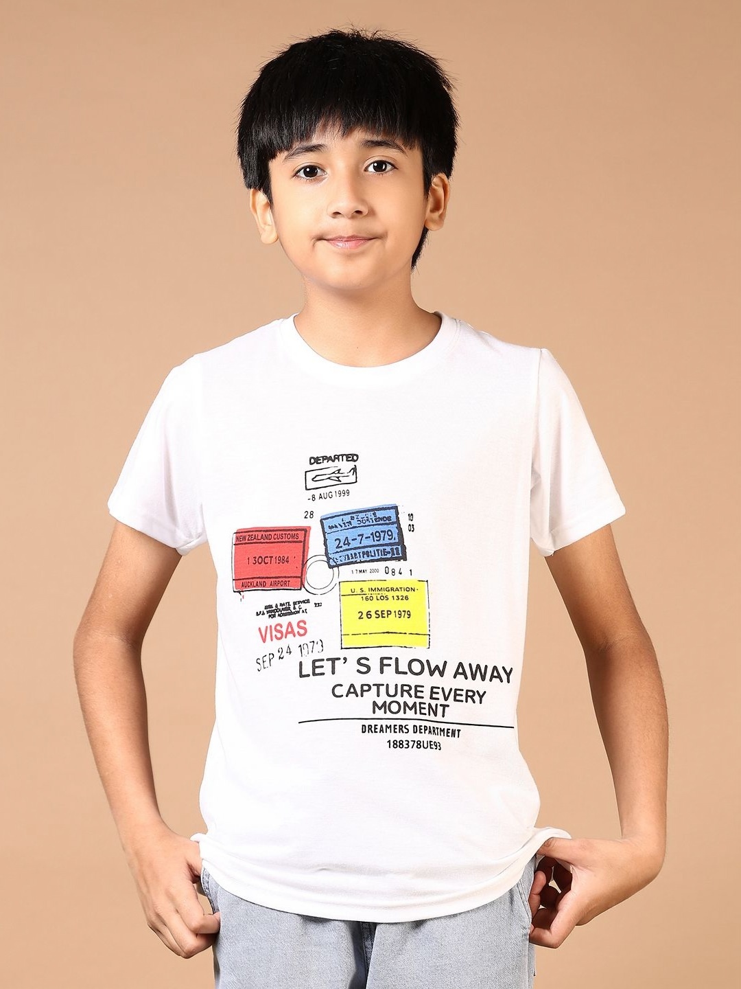 

V-Mart Boys Typography Printed Round Neck Cotton T-shirt, White