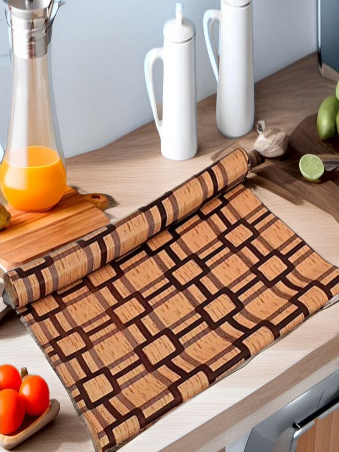 

REVEXO Brown & Black Printed Water-Resistant Shelf Liner