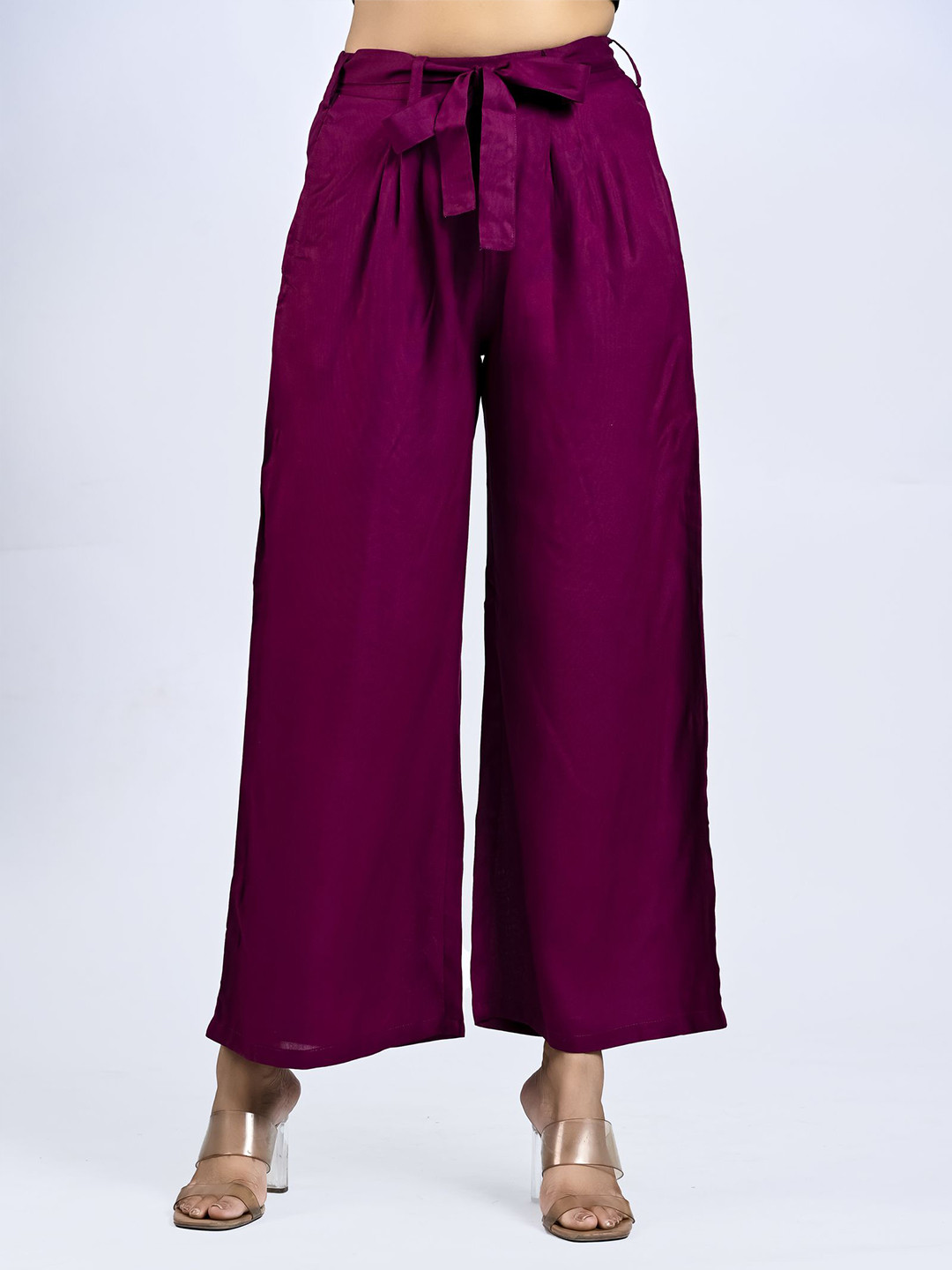 

MIRAYYA Women Flared Palazzos, Purple