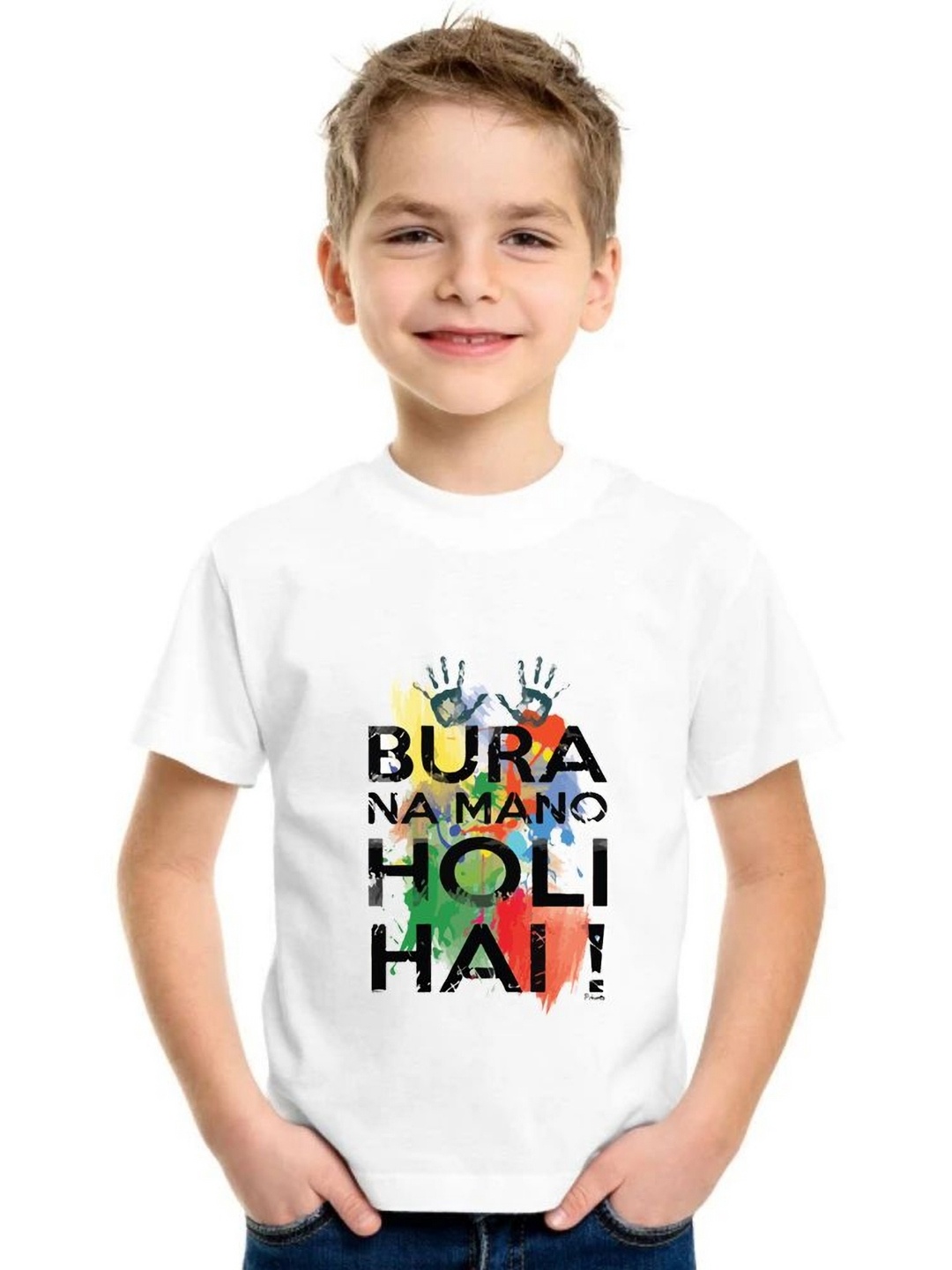 

SHUBHAM DESIGNER GALLERY Boys Graphic Printed Round Neck T-shirt, White