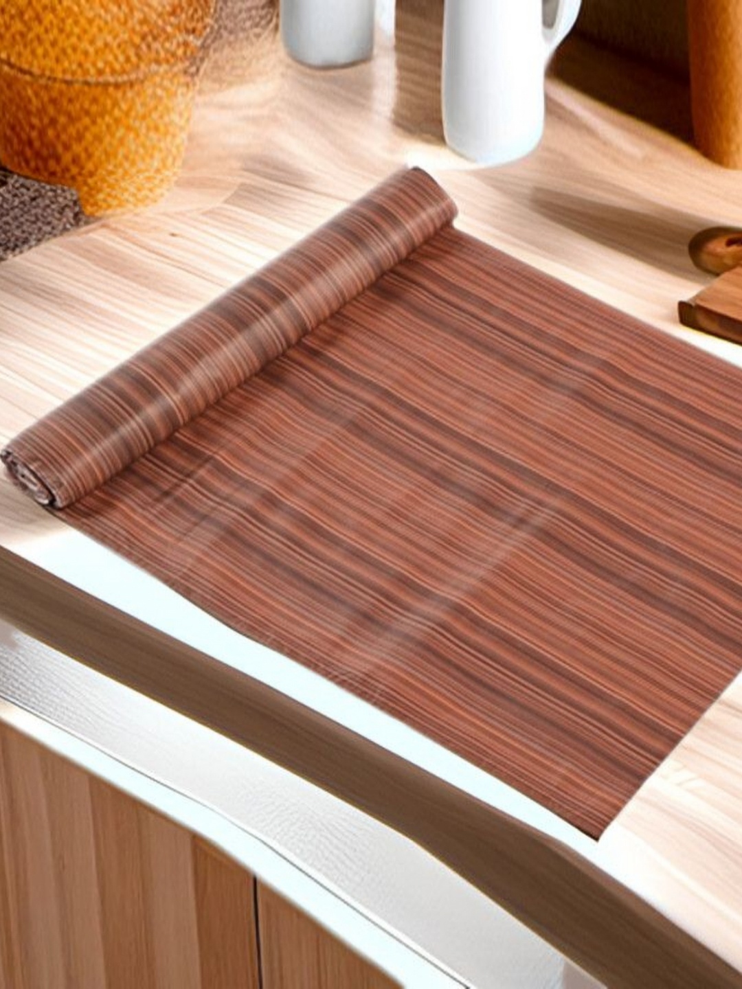 

REVEXO Brown Printed Water-Resistant Shelf Liner