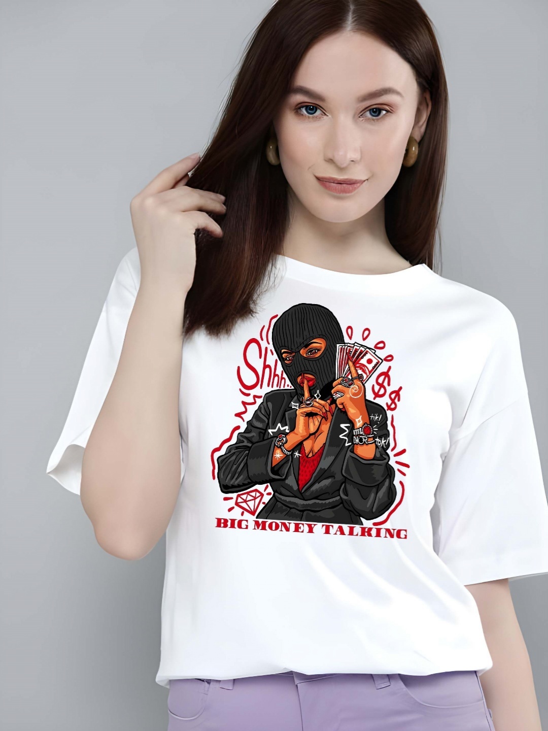 

SZN Women Graphic Printed Round Neck Cotton Relaxed Fit T-shirt, White