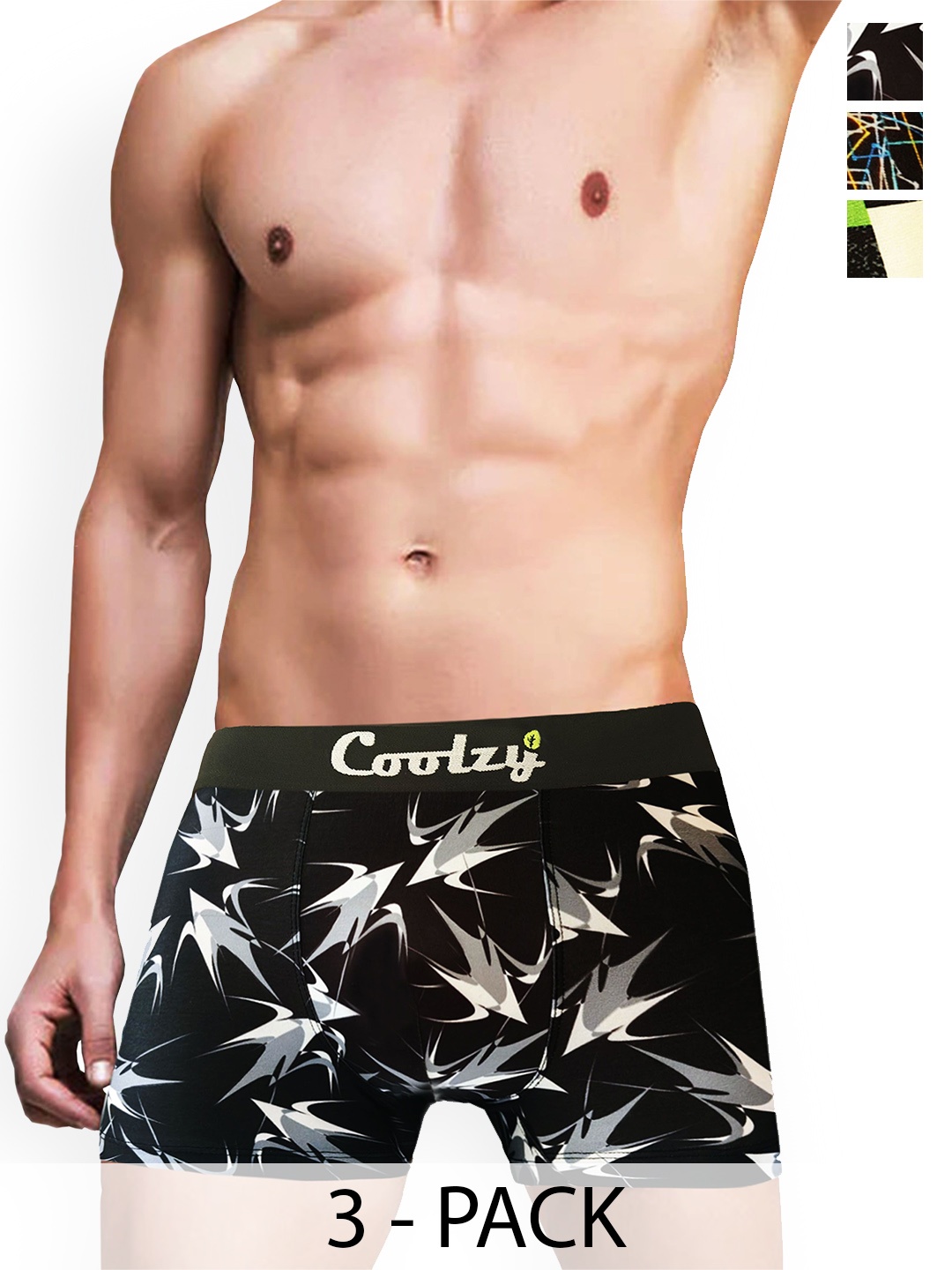 

Coolzy Men Pack Of 3 Printed Trunk RUCPTN3K030-S, Black