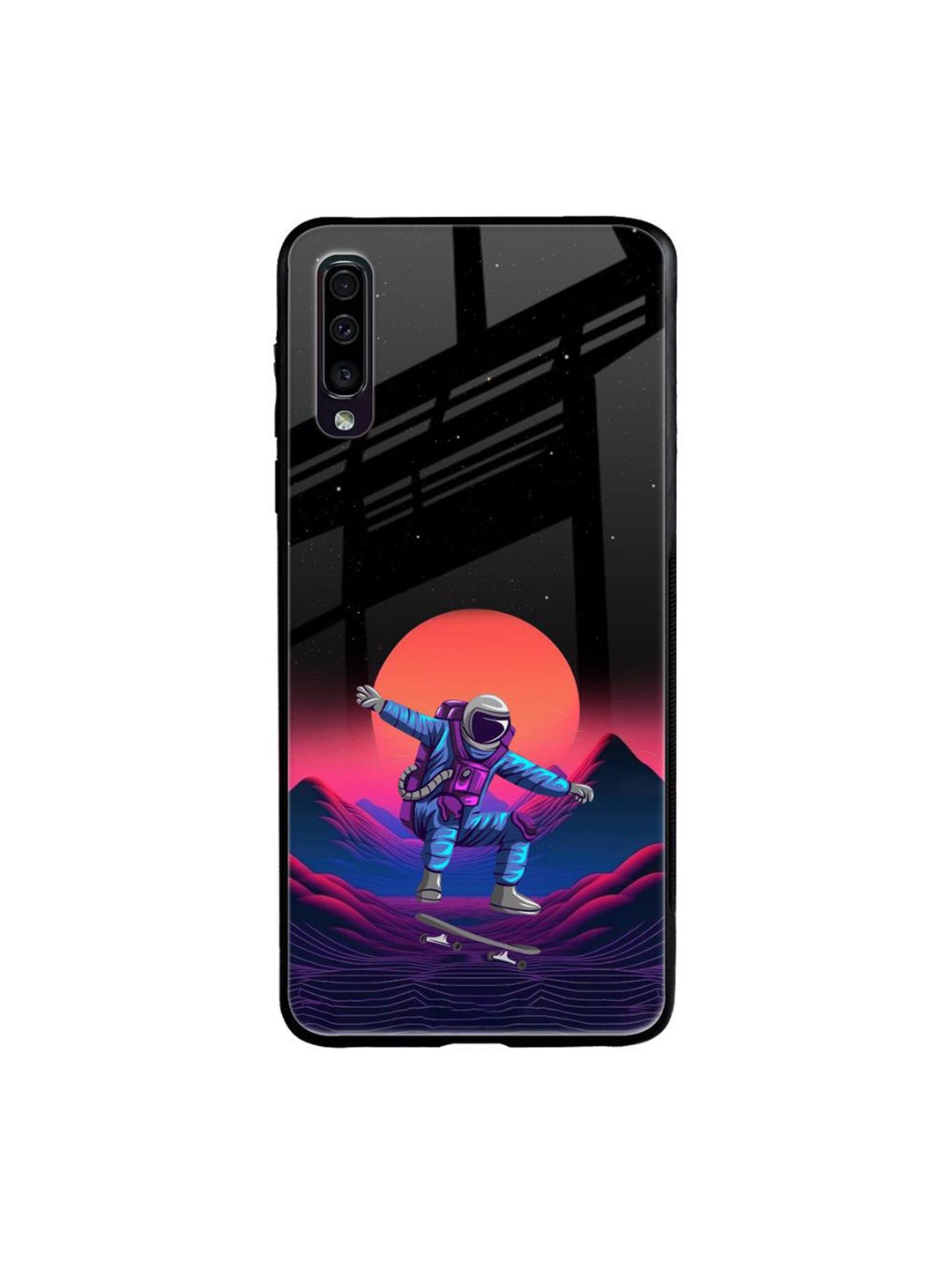 

QRIOH Retro Astronaut Quirky Printed Samsung Galaxy A50 Back Case, Black