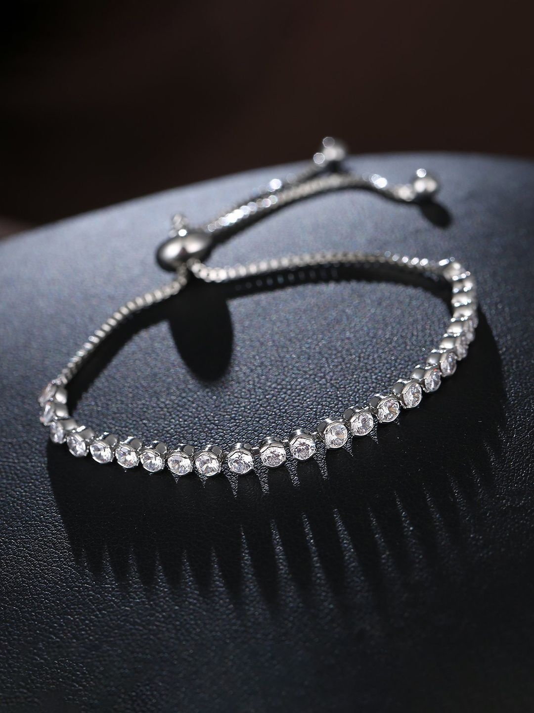 

Peora Women Cubic Zirconia Silver-Plated Wraparound Bracelet