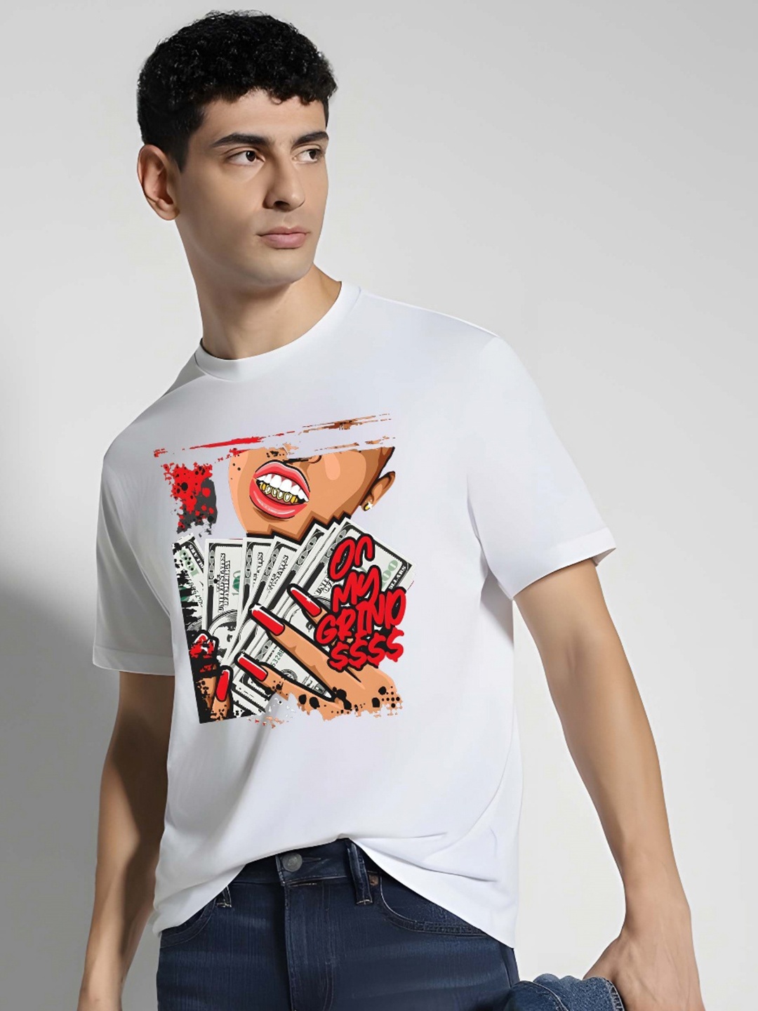 

SZN Men Graphic Printed Round Neck Regular Fit Cotton T-shirt, White