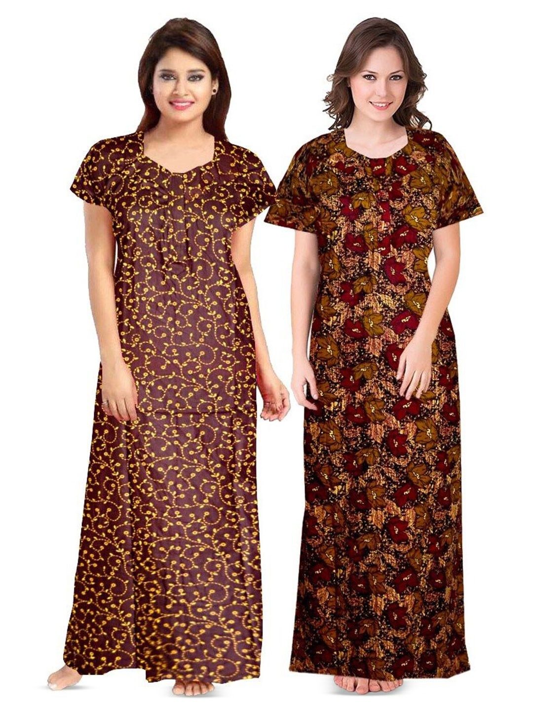 

PR PINK ROYAL Printed Maxi Nightdress, Maroon