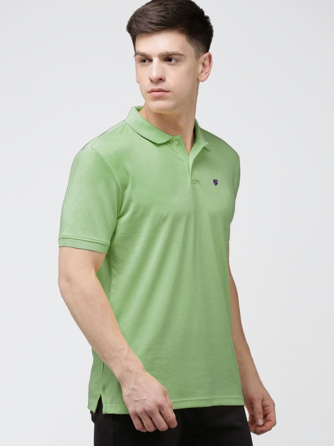 

MERRIMENT Men Solid Polo Collar Cotton T-shirt, Green