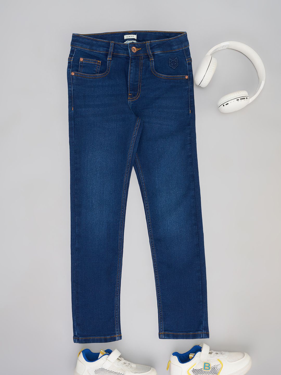 

Pantaloons Junior Boys Cotton Slim Fit Mid-Rise Jeans, Blue