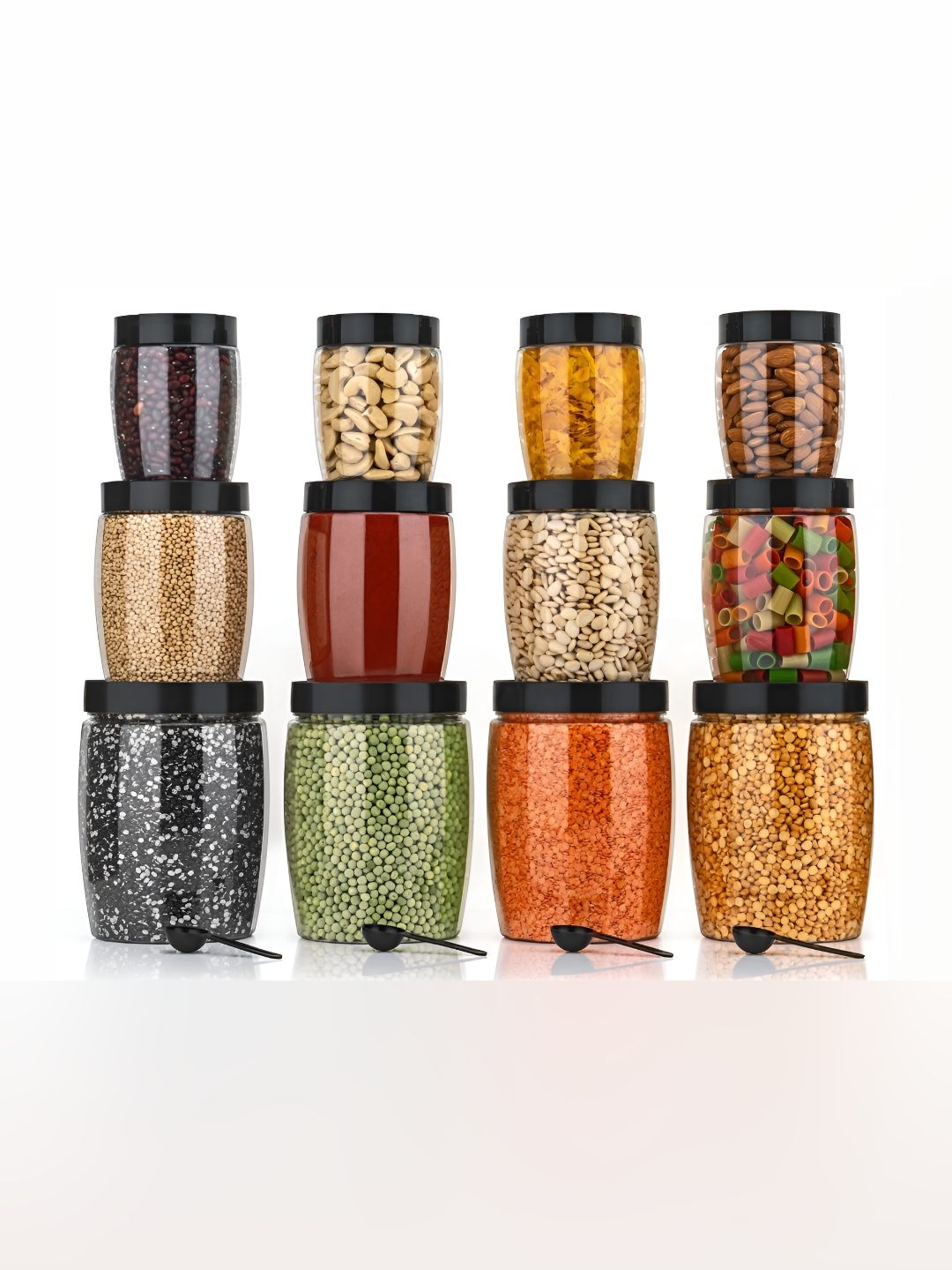

HASHONE 12 piece Transparent Dishwasher Safe Canister Container-350 ml, 650 ml, 1200 ml