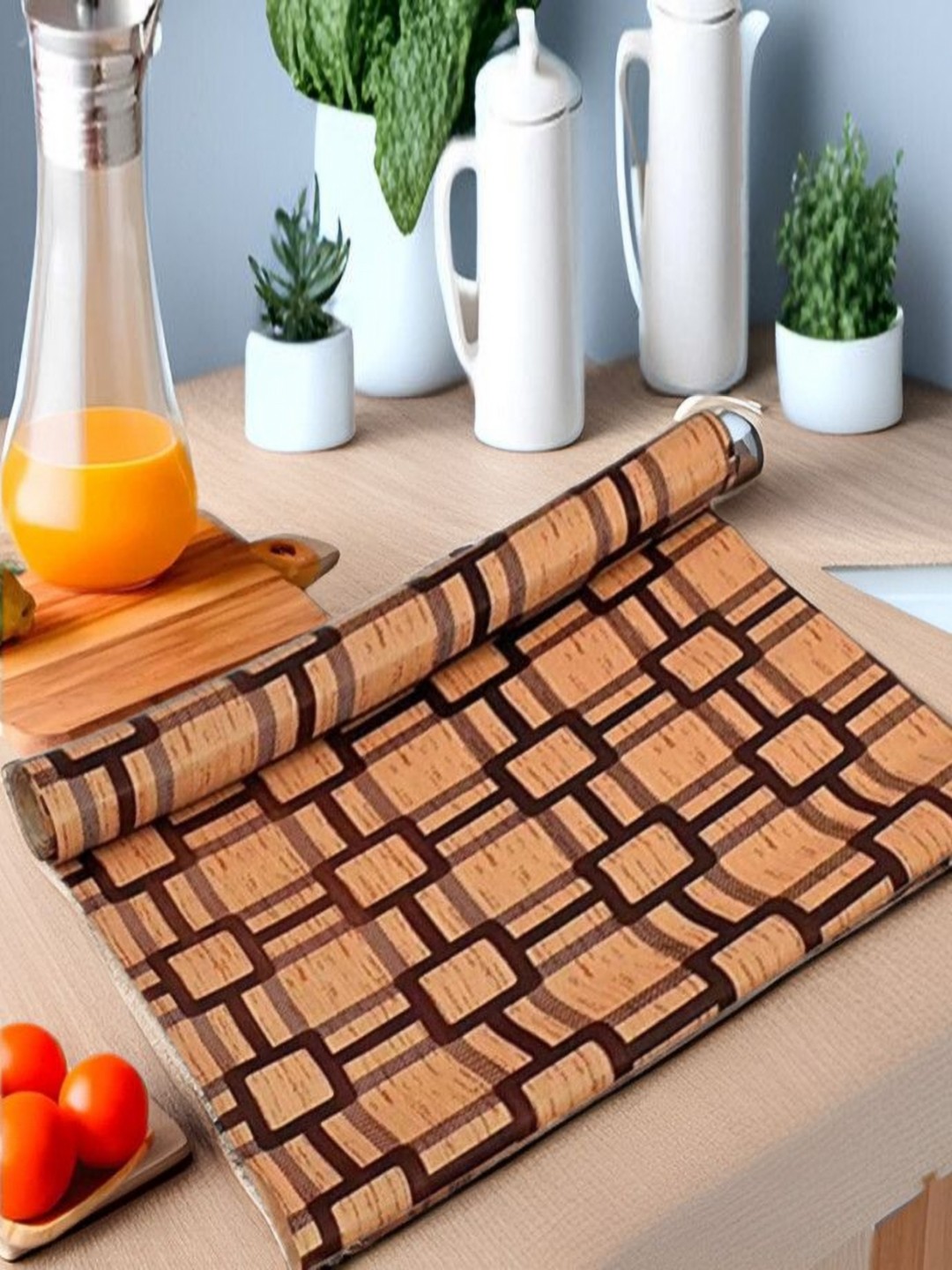

REVEXO Brown & Black Printed Water-Resistant Shelf Liner