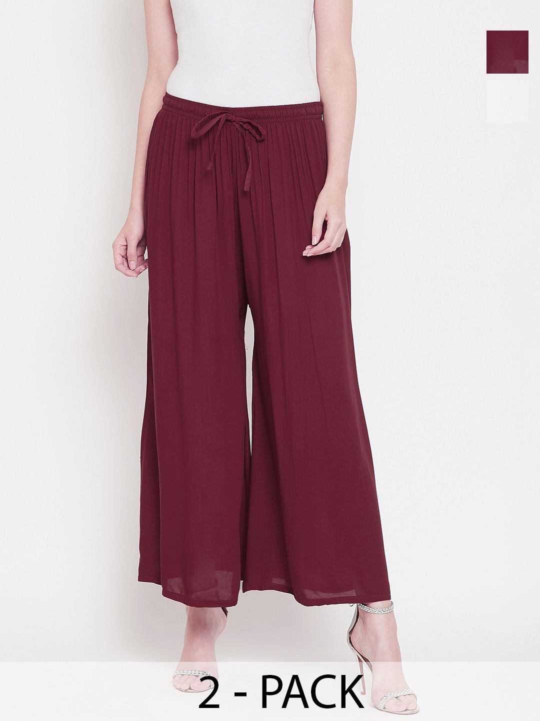 

Castle Lifestyle Women 2 Flared Palazzos, Burgundy