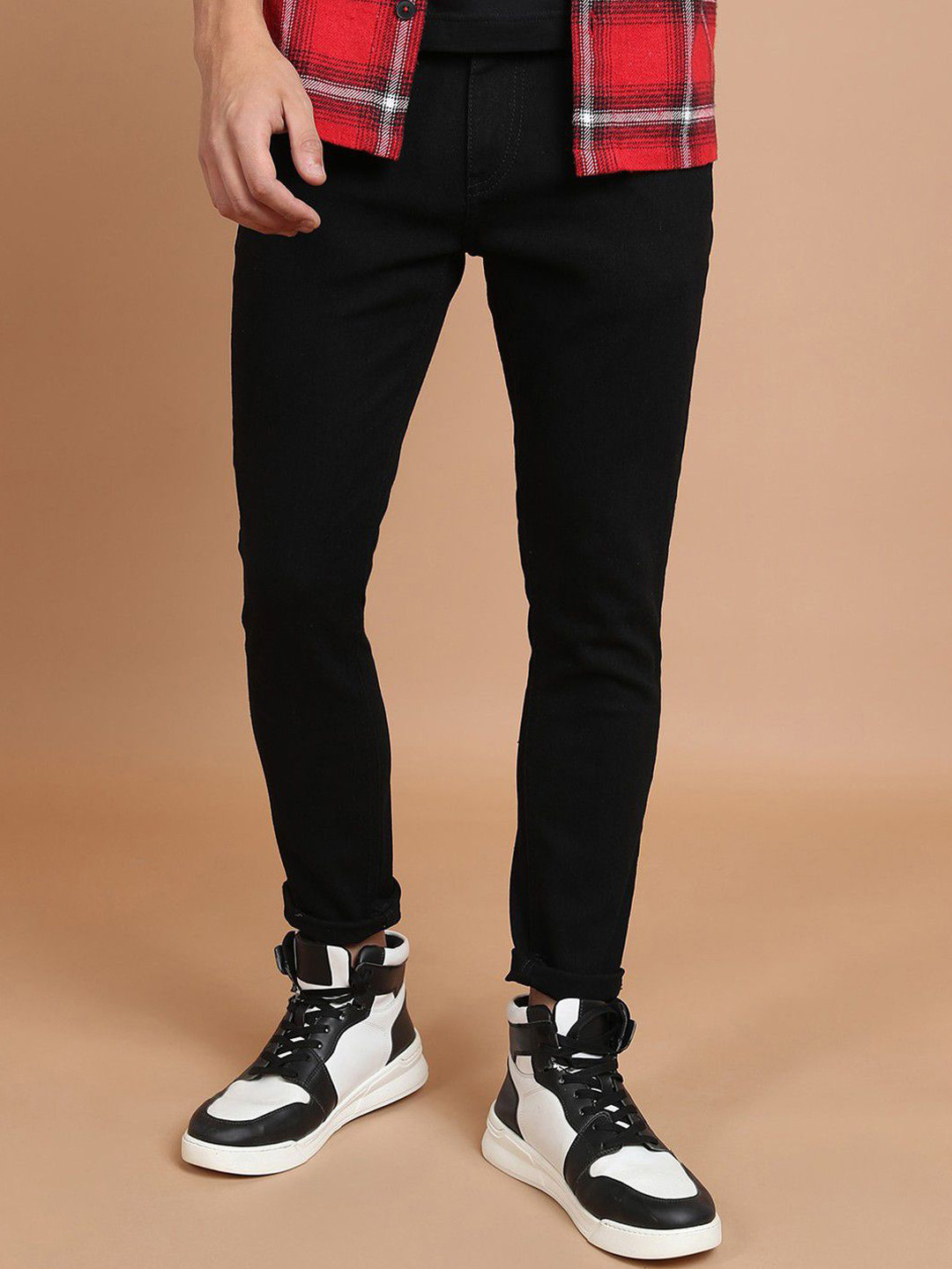 

INDIROCKS Men Jean Slim Fit Stretchable Jeans, Black