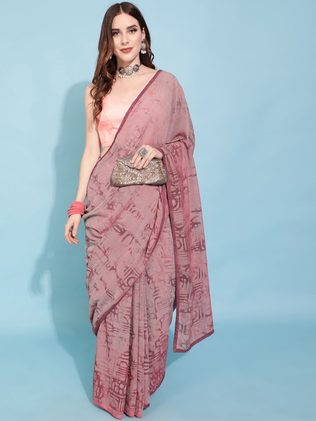

Suha Abstract print Saree, Lavender