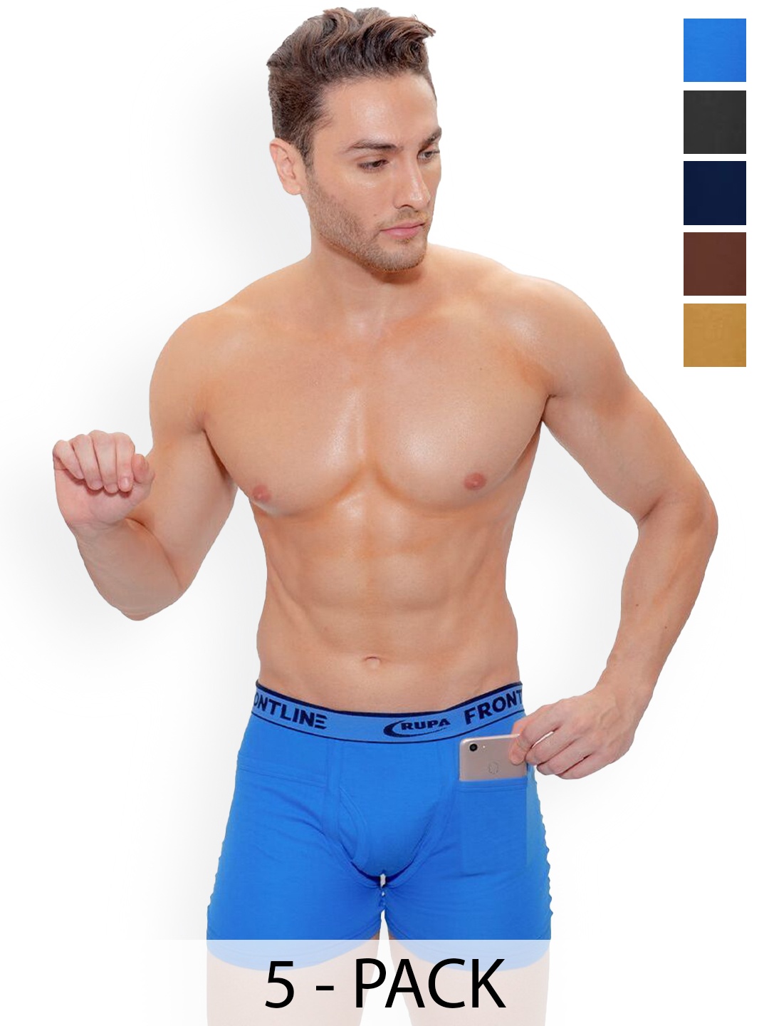 

Rupa Men Pack Of 5 Cotton Trunks, Assorted