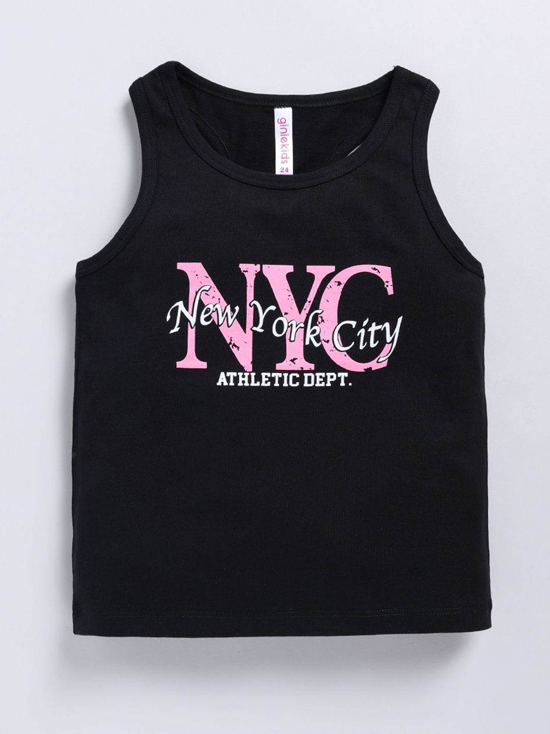 

Ginie Girls Typography Printed Round Neck Top, Black