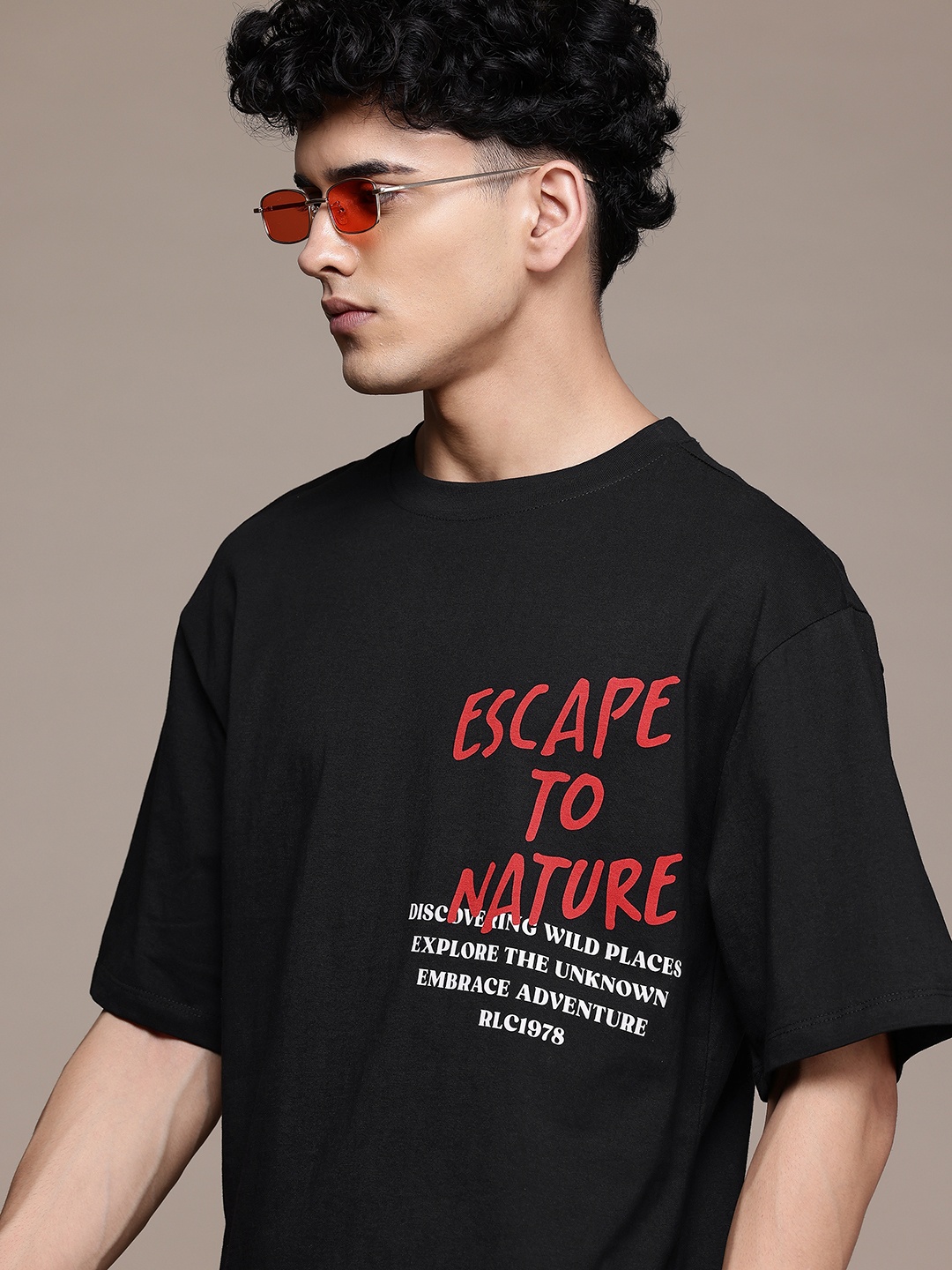 

The Roadster Lifestyle Co. Typography Pure Cotton Relaxed Fit T-shirt, Black