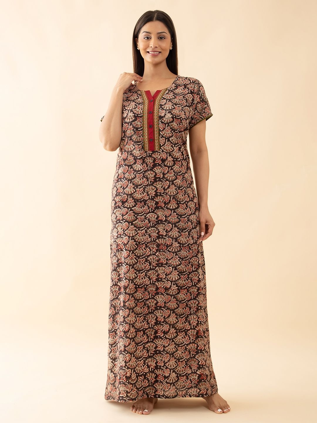 

Maybell Printed Maxi Nightdress, Black