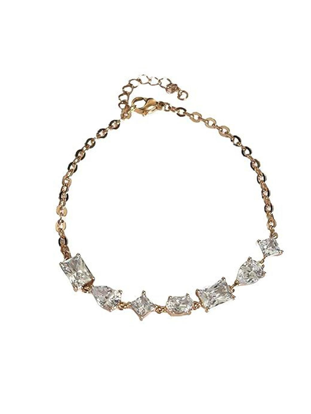 

ISHI New York Celestial Radiance Gold-Plated Cubic Zirconia Studded Link Bracelet