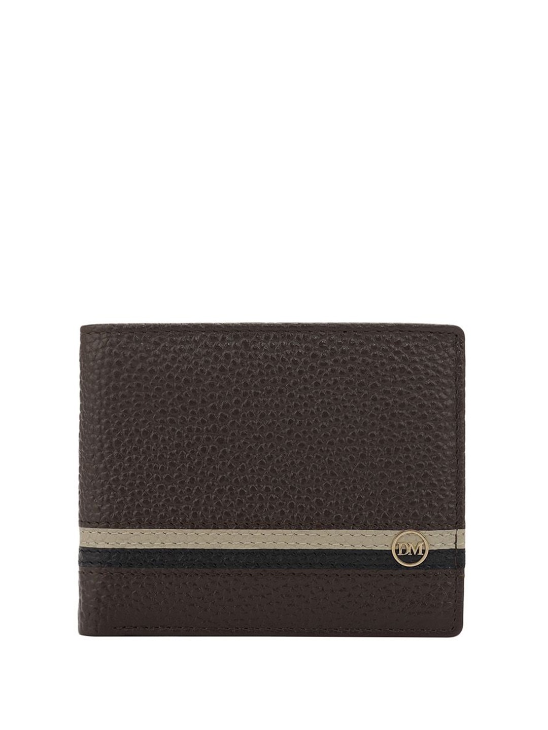 

Da Milano Men Textured Leather Two Fold Wallet, Brown