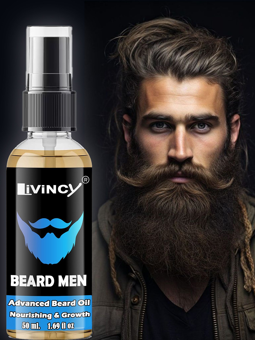 

LIVINCY Advanced Beard Growth Oil With Olive & Jojoba Oil - 50 ml, Black