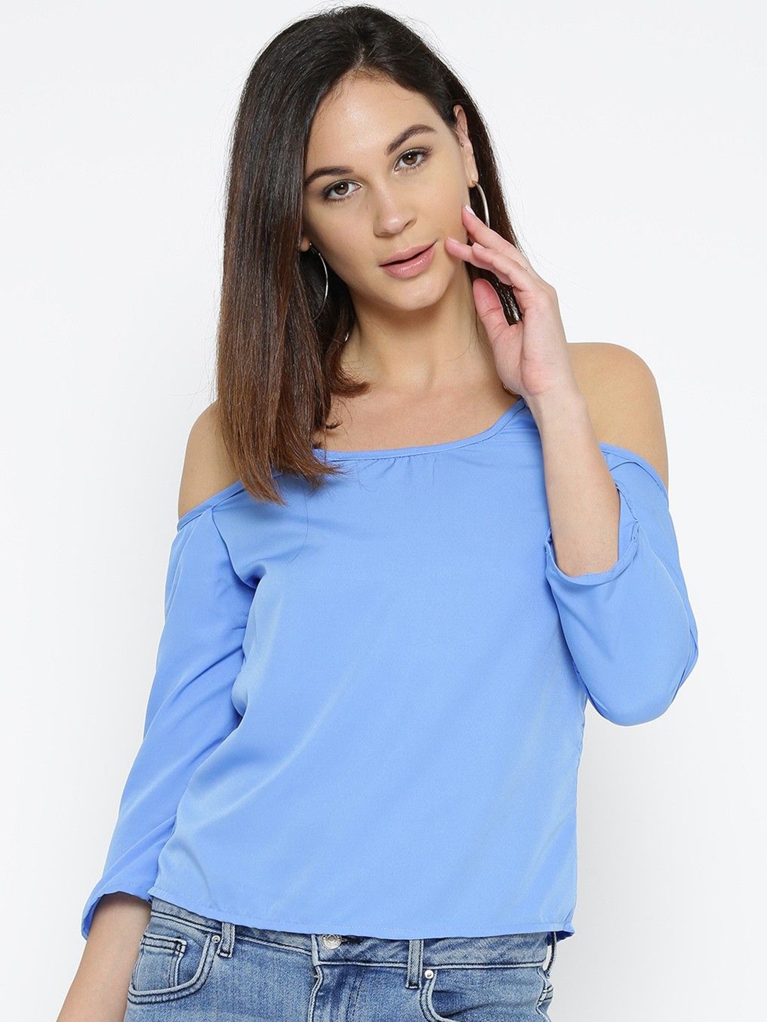 

Moda Rapido Women Solid Shoulder Straps Top, Blue