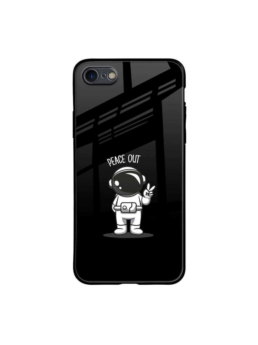 

QRIOH Peace Out Astro Real Printed iPhone 7 Back Case, Black