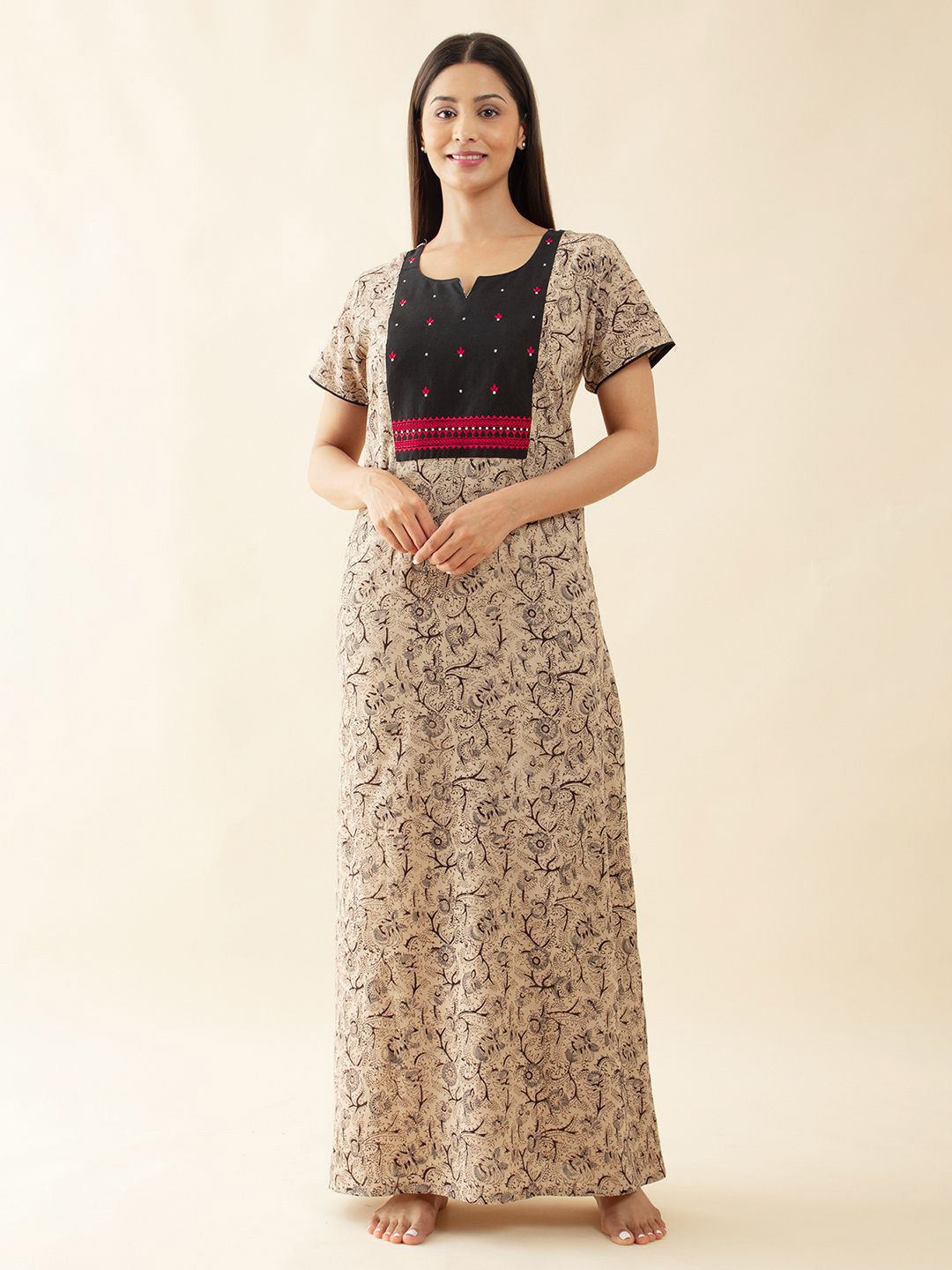 

Maybell Printed Maxi Nightdress, Beige