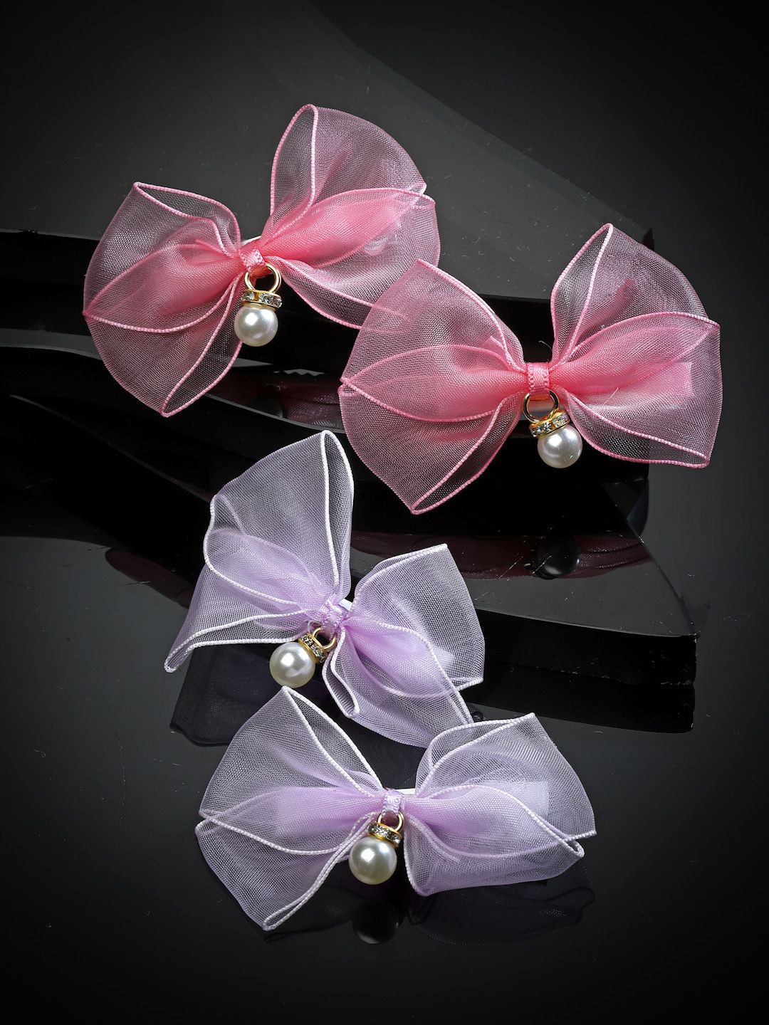 

Stoln Girls Set of 4 Bow Detail Alligator Hair Clips, Pink