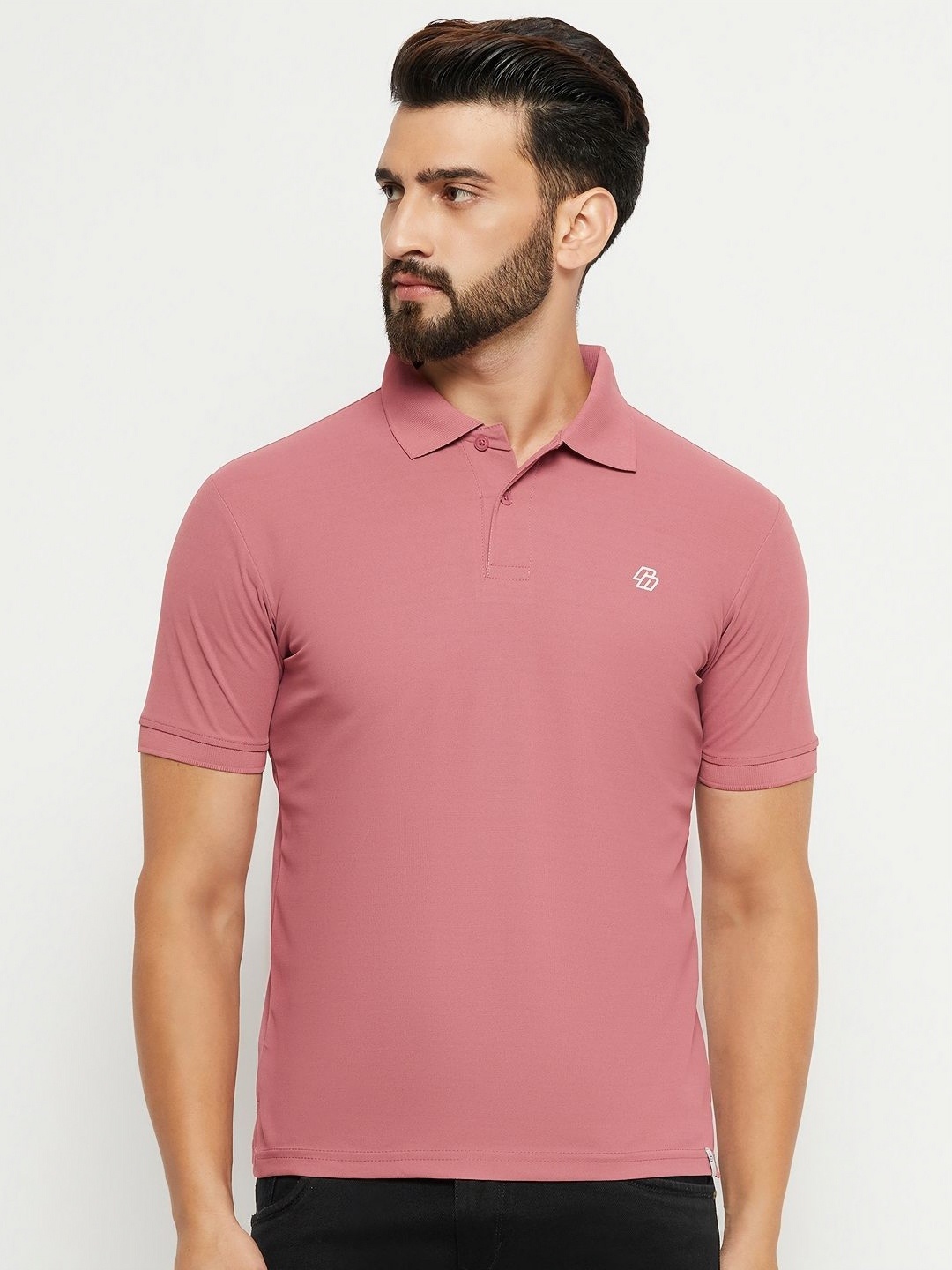 

RENUOVO Men Solid Polo Collar Cotton T-shirt, Coral