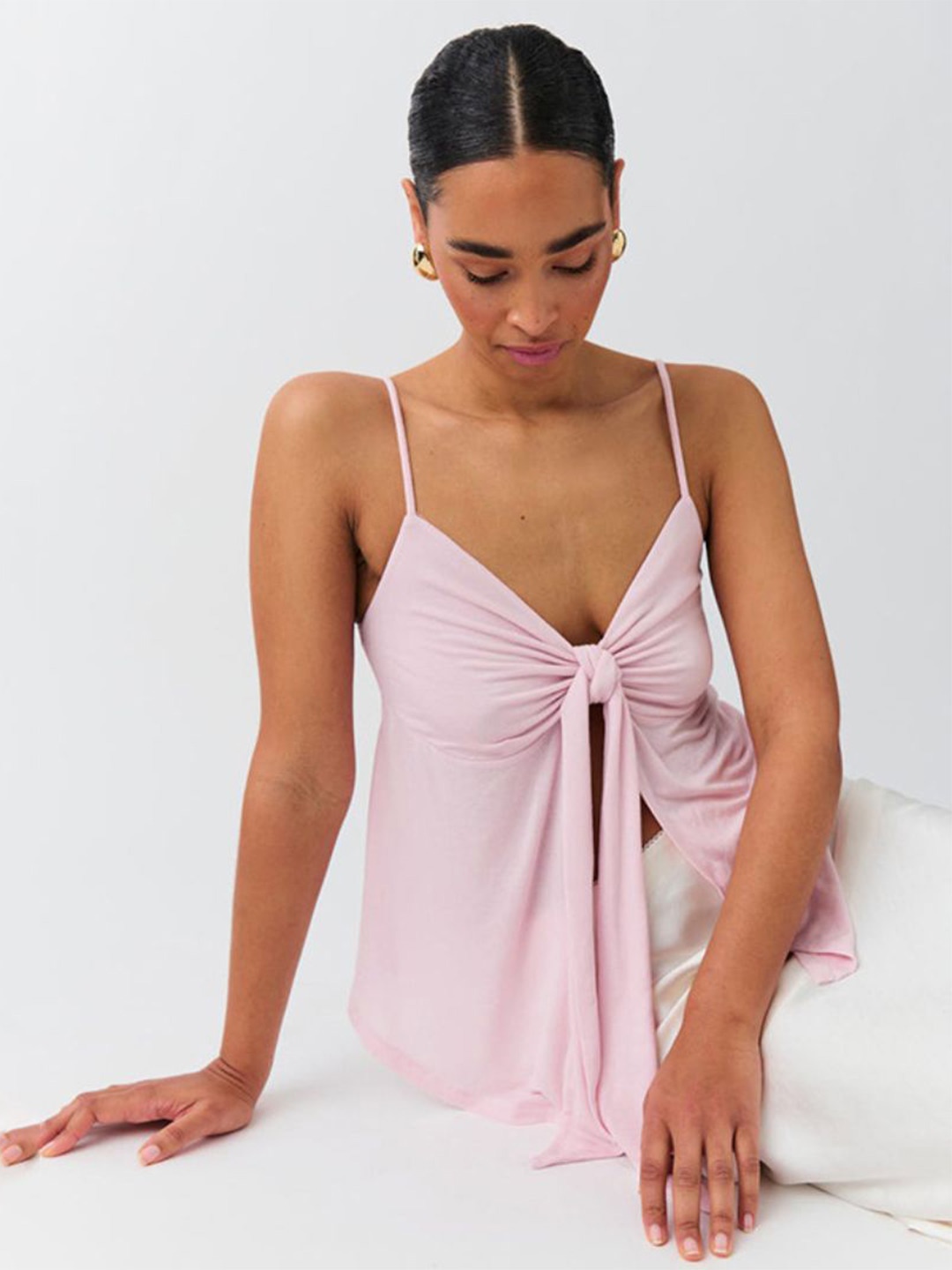 

StyleCast Women Solid Shoulder Straps Top, Pink