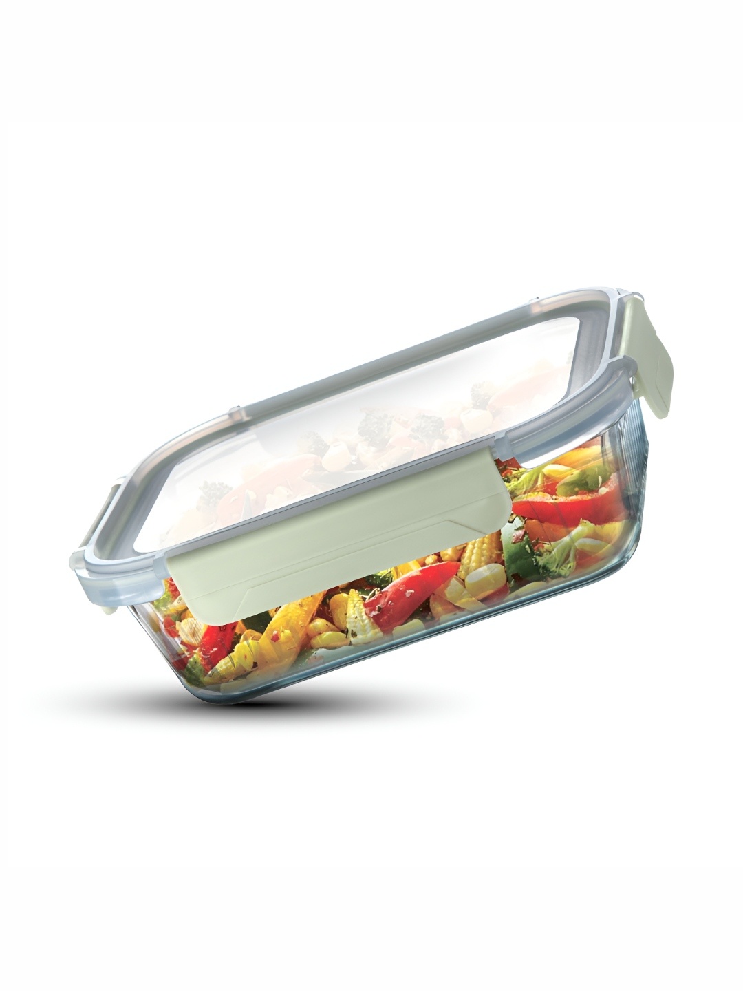 

BERGNER Transparent Borosilicate Glass Microwave Safe Fridge Container-1500ml, Green